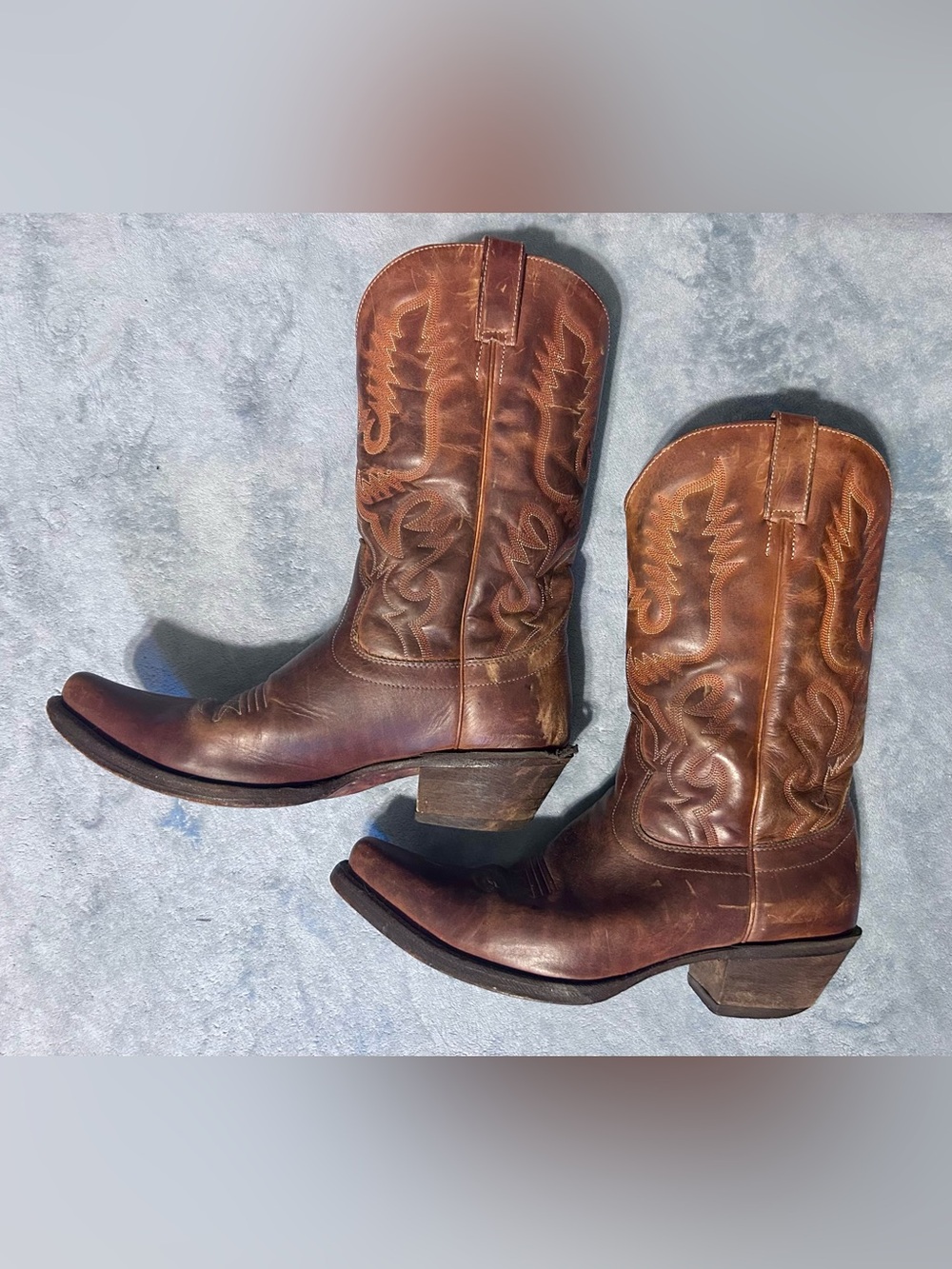 Aldo Classic Brown Embroidered Leather Cowboy Boots
